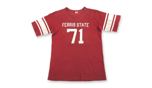 Champion チャンピオン 半袖Ｔシャツ 60年代 FERRIS STATE フットボールTシャツ レッド サイズ：XL 買取実績