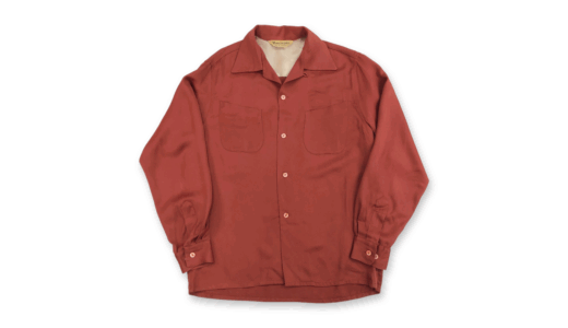 ~60年代 STRATFORD 開襟シャツ 長袖シャツ レーヨン ギャバジン オレンジ 買取実績